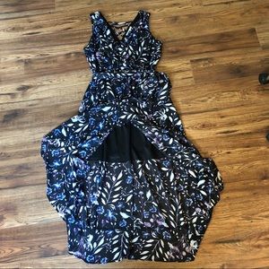 Rickis Purple/Black Floral Print Maxi Dress